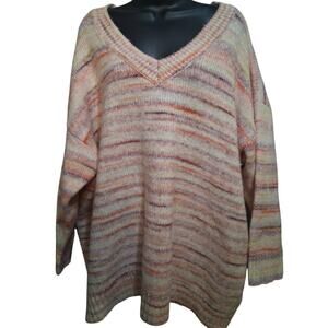 Bloomchic Sweater Size 22/24 Blush Pink Cream Colored Cozy Soft V-Neck